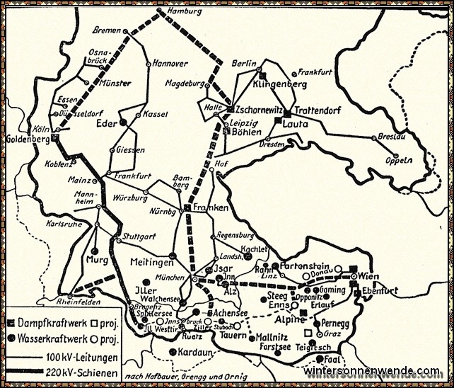Das gesamtdeutsche Hochspannungsnetz.