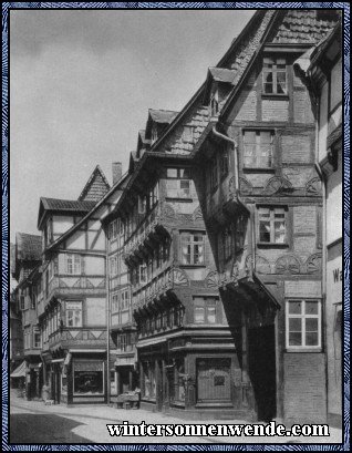 Eulenspiegelhaus und Flohwinkel in Braunschweig.