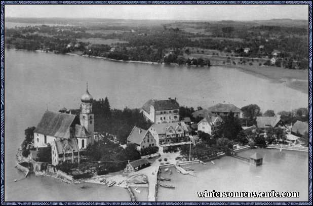 Die Halbinsel Wasserburg am Bodensee.