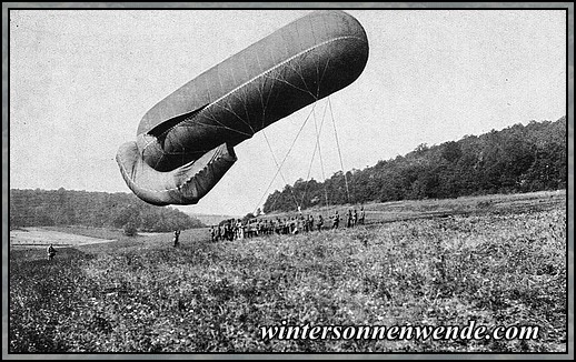 Aufstieg eines deutschen Fesselballons.