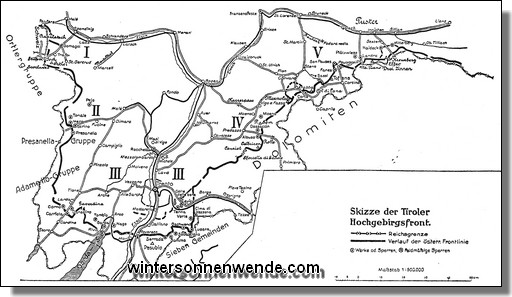 Skizze der Tiroler Hochgebirgsfront.