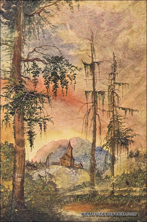 Landschaft. Aquarellierte Federzeichnung, 1522.