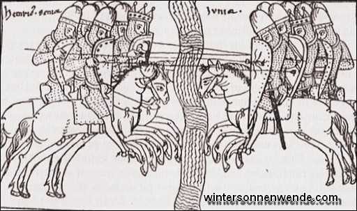 Heinrich IV. und sein Sohn Heinrich am Regen.