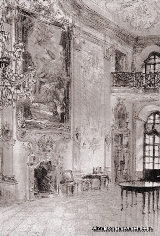 Adolph Menzel: Saal im Schloß Leopoldskron bei Salzburg.