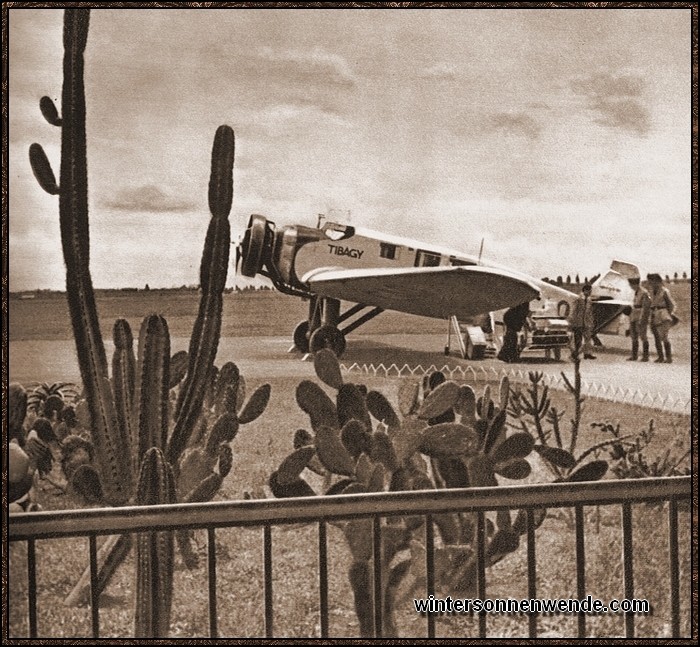 Eine deutsche Junkers-Maschine auf dem Flughafen von Sao Paulo,
Brasilien.