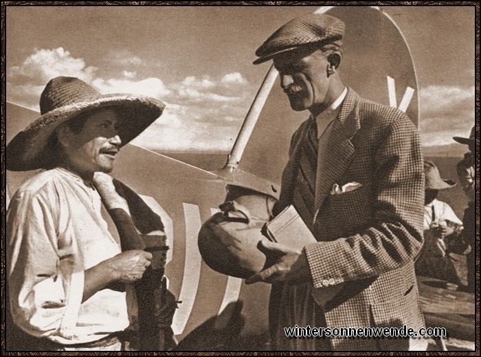 Der deutsche Kriegsflieger aus dem Weltkrieg, Fritz Bieler, ist heute einer der
bekanntesten Verkehrsflieger Mexikos, der mit eigenem Flugzeug seine Strecken
fliegt.