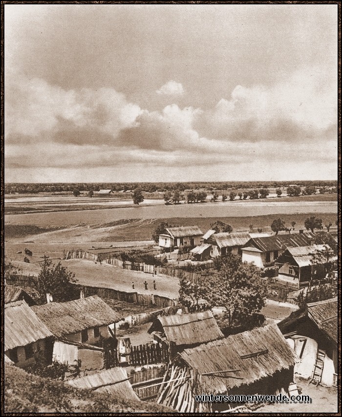 Ein deutsches Kolonistendorf in der Donauniederung bei Tulcea in der
rumänischen Dobrudscha.