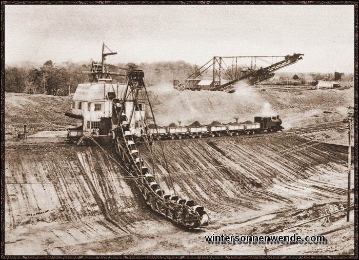 Beim Bau der großen Wasserkraftanlagen am Shannon in Irland wurde ein 
Krupp-Eimerkettenbagger eingesetzt.