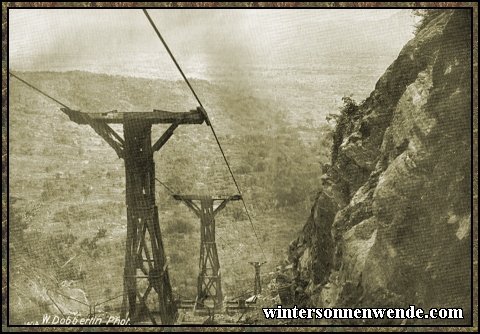 Drahtseilbahn in Usambara, Deutsch-Ostafrika.