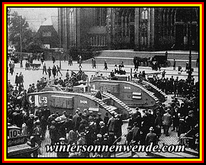 Französische Tanks vor dem Kölner Dom.