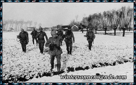 Auf Vorposten im Schnee in Westflandern.