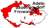 Lage von Freiwaldau, Jauernig und Adelsdorf