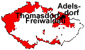 Lage von Freiwaldau, Adelsdorf und Thomasdorf