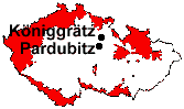 Lage von Pardubitz und Königgrätz