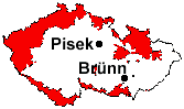 Lage von Pisek und Brünn