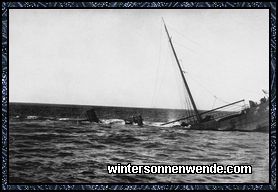 Ein von U 35' in den Grund geschossener feindlicher Dampfer.