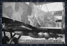 Detailaufnahme eines unserer Bombenflugzeuge in voller Ausrüstung.