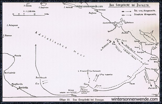Das Seegefecht bei Durazzo.