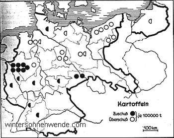 Überschuß- und Zuschußgebiete an Kartoffeln