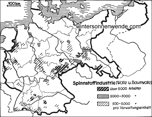 Die Verbreitung und Verdichtung der Woll- und Baumwollindustrie