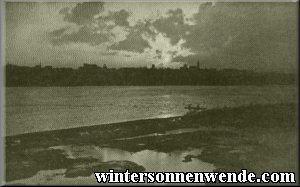 Evening on the banks of the Vistula; view of Warsaw.