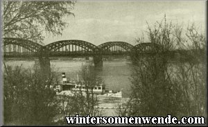 View of the Vistula; railway bridge.